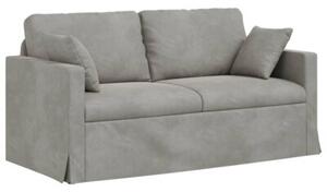 Modularna sofa aksamitna w kolorze jasnoszarym z czarnymi akcentami