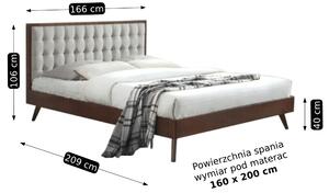 Łóżko tapicerowane 160x200 solomo beż/orzech