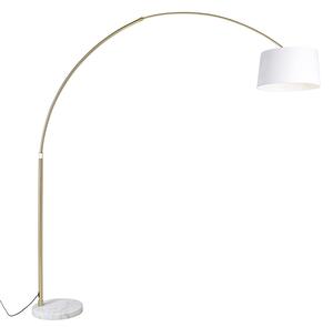Luk Mosiężna lampa łukowa z białym abażurem z białej tkaniny 50 cm - XXL Oswietlenie wewnetrzne