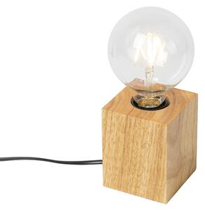 Wiejska lampa stołowa drewno naturalne - Bloc Oswietlenie wewnetrzne