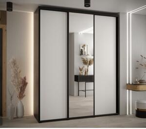 Szafa przesuwna wysoka Davos 3 200, gł. 60 cm czarny + biały + czarny