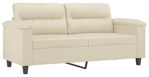 Sofa, 2-osobowa kremowy, 140 cm, sztuczna skÃ³ra