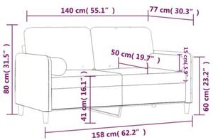 Sofa 2-osobowa z poduszkami, Å¼Ã³Åta, 140 cm, aksamit