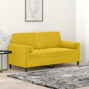 Sofa 2-osobowa z poduszkami, Å¼Ã³Åta, 140 cm, aksamit