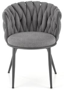 Krzesło glamour plecione oparcie K517 - popielaty/czarny