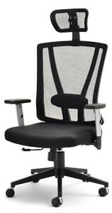 Czarny fotel biurowy ergonomiczny felix z tkaniny wentylowanej