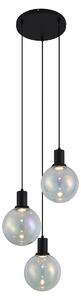 Designerska lampa wisząca czarna z tęczowym szkłem okrągła 3-punktowa - Mallon