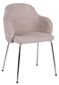 Krzesło Aura glamour do jadalni w tkaninie boucle, chrom