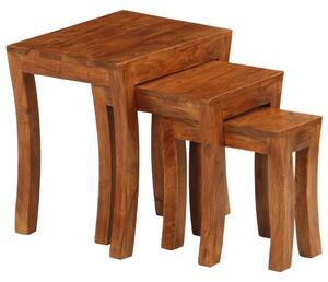 3 stoliki wsuwane pod siebie, drewno akacjowe 50x35x50 cm, brąz