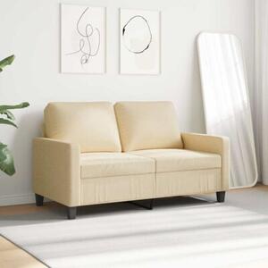 Sofa, 2-osobowa kremowa, 120 cm, tapicerowana tkaninÄ