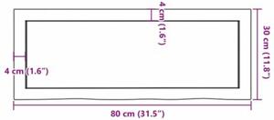 Półka, 80x30x(2-6) cm, surowe lite drewno dębowe