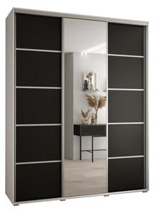 Szafa przesuwna wysoka Davos 5 170, gł. 45 cm biały + czarny + srebrny
