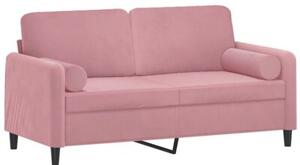 Sofa 2-osobowa z poduszkami, rÃ³Å¼owa, 140 cm, aksamit