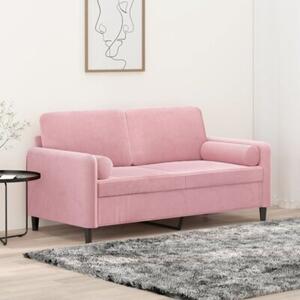 Sofa 2-osobowa z poduszkami, rÃ³Å¼owa, 140 cm, aksamit
