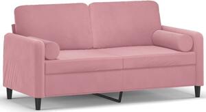 Sofa 2-osobowa z poduszkami, rÃ³Å¼owa, 140 cm, aksamit