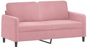Sofa 2-osobowa z poduszkami, rÃ³Å¼owa, 140 cm, aksamit