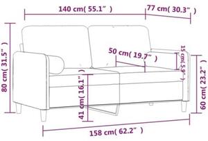 Sofa 2-osobowa z poduszkami, rÃ³Å¼owa, 140 cm, aksamit