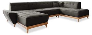 Ciemnoszara rozkładana sofa w kształcie litery "U" Miuform Dazzling Daisy, prawostronna