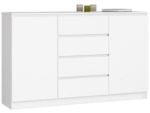 Komoda do sypialni, 4 szuflady, półki, CANTO, 160x40x99 cm, biel, mat | TYLETEGOTU