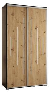 Szafa przesuwna wysoka Davos 12 140, gł. 60 cm czarny + artisan + srebrny