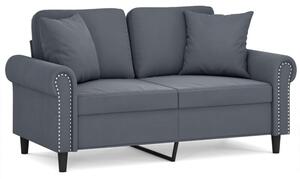 Sofa 2-osobowa z poduszkami, ciemnoszara, 120 cm, aksamit