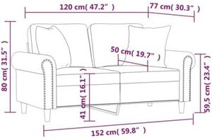 Sofa 2-osobowa z poduszkami, ciemnoszara, 120 cm, aksamit