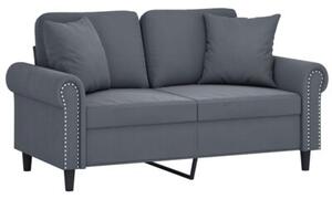 Sofa 2-osobowa z poduszkami, ciemnoszara, 120 cm, aksamit