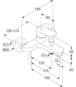 Bateria wannowa natynkowa KLUDI X1 326910575 Chrom