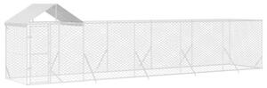 Kojec dla psa, z dachem, srebrny, 10x2x2,5m, stal galwanizowana