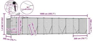 Kojec dla psa, z dachem, srebrny, 10x2x2,5m, stal galwanizowana