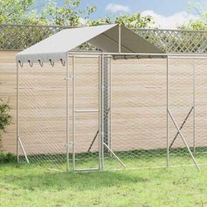 Kojec dla psa, z dachem, srebrny, 10x2x2,5m, stal galwanizowana