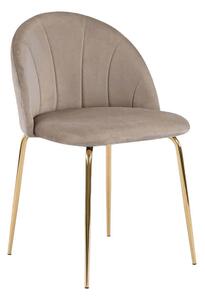 MebleMWM Krzesło tapicerowane THDC015-1 Beż #7 welur noga złota