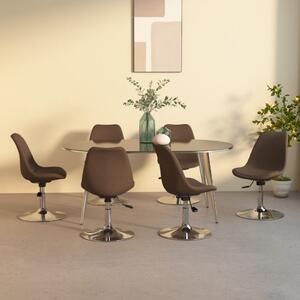 Obrotowe krzesła stołowe, 6 szt., brązowe, tkanina