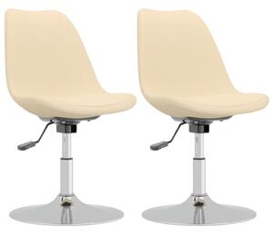 Obrotowe krzesła stołowe, 2 szt., kremowe, obite tkaniną
