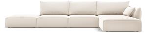 Beżowy aksamitny narożnik (prawostronny/z szezlongiem) Vanda – Mazzini Sofas
