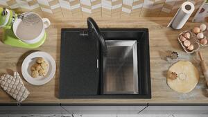 Zlewozmywak kuchenny granitowy jednokomorowy z ociekaczem i dużą komorą XL Ibiza 620-45