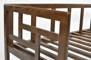 Duża drewniana sofa ogrodowa EDEN 3-osobowa ciemny brąz/beż