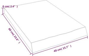 Półka, brązowa, 40x60x(2-6) cm, lakierowane lite drewno dębowe