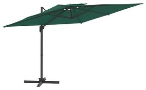 Wiszący parasol z podwójną czaszą, zielony, 300x300 cm