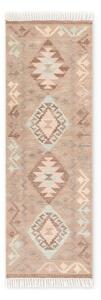 Jasnoniebiesko-beżowy wełniany chodnik dwustronny tkany ręcznie 60x190 cm Kamal Dune – Nouristan