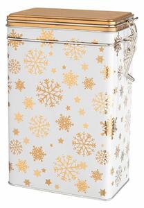 Altom Świąteczny pojemnik blaszany Golden Snowflakes, 12 x 8 x 19 cm