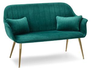 Elegancka sofa dwuosobowa osma zielony butelkowy welur