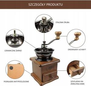 Młynek Do Kawy Ręczny Drewniany Retro Domowy Młynek Tradycyjny Kawa