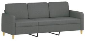 Sofa 3-osobowa z poduszkami, ciemnoszara, 180 cm, tkanina