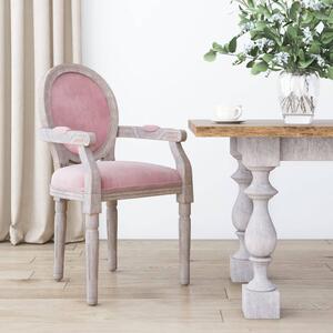 Krzesło stołowe, różowe, 54x56x96,5 cm, obite aksamitem