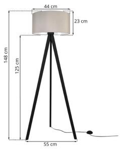 Lampa podłogowa trójnóg czarny Light Home LH Gaja 1xE27 44cm abażur walec kaszmirowy