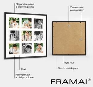 Ramka na zdjęcia 9x 10x10 cm czarna galeria zdjęć multirama collage 40x40 cm FRAMAI®