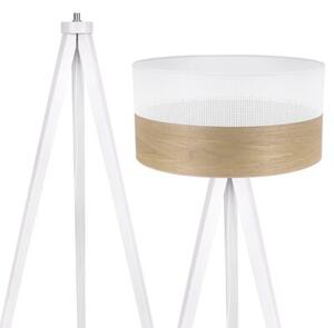 Lampa podłogowa trójnóg biały Light Home LH Wood 1xE27 45cm abażur walec biały/fornir F02