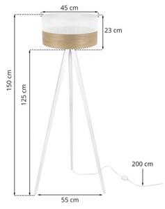 Lampa podłogowa trójnóg biały Light Home LH Wood 1xE27 45cm abażur walec biały/fornir F02
