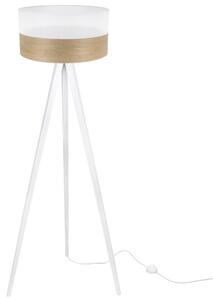 Lampa podłogowa trójnóg biały Light Home LH Wood 1xE27 45cm abażur walec biały/fornir F02